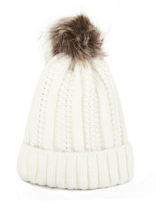 Hat Beanie / Slouchy Black Pink Wine Outdoor Home Daily Knit Pure Color Portable Windproof Comfort for Women