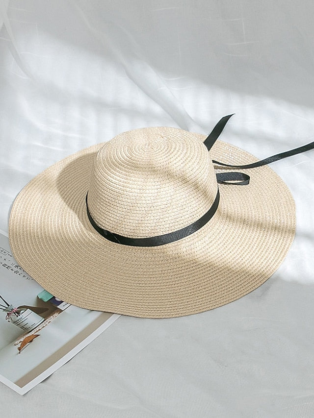 Multi Colors with Black Ribbon Beach Hat Floppy Beach Hats Personalized Beach Hat Friend Gift Summer Sun Hat for Women