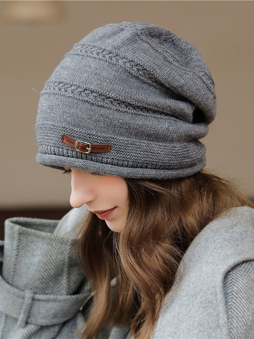 Winter Warm Hats For Women Casual Stacking Knitted Bonnet Caps Men Hats Solid Color Hip Hop Skullies Unisex Female Beanies for Women