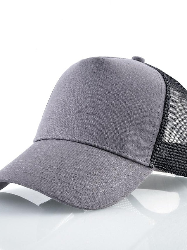 solid color cotton baseball cap european and american retro mesh cap peaked cap trucker hat men's spring and autumn simple tennis cap for Women