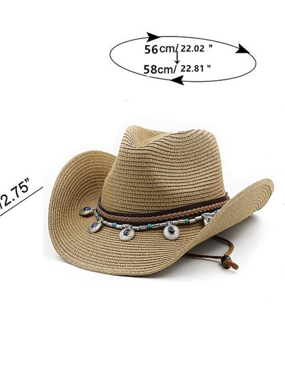 Black White Cowboy Hat Panama Jazz Straw Hat Summer Vacation Beach Hat Women Men Fashion Outdoor Sun Hat for Women