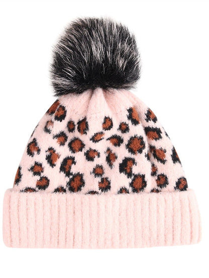 Hat Beanie / Slouchy Black Pink Light Gray Outdoor Home Daily Knit Leopard Portable Windproof Comfort for Women