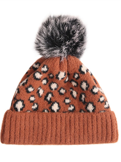 Hat Beanie / Slouchy Black Pink Light Gray Outdoor Home Daily Knit Leopard Portable Windproof Comfort for Women