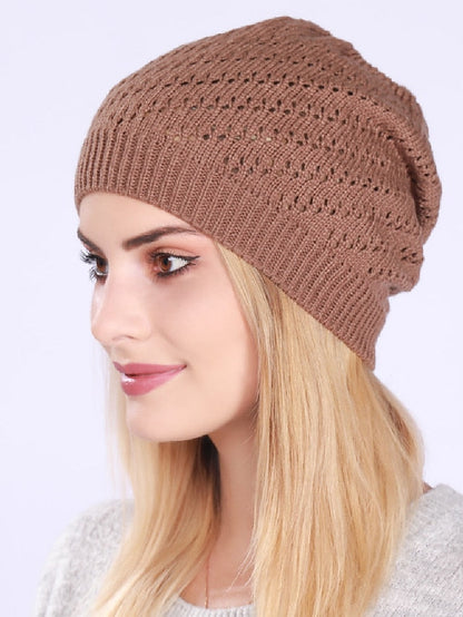 Fashion New Women Beanies Hat Cap Lady Spring Autumn Winter Solid Knitted Hollow Out Casual Bone Soft Cap Hat For Women for Women