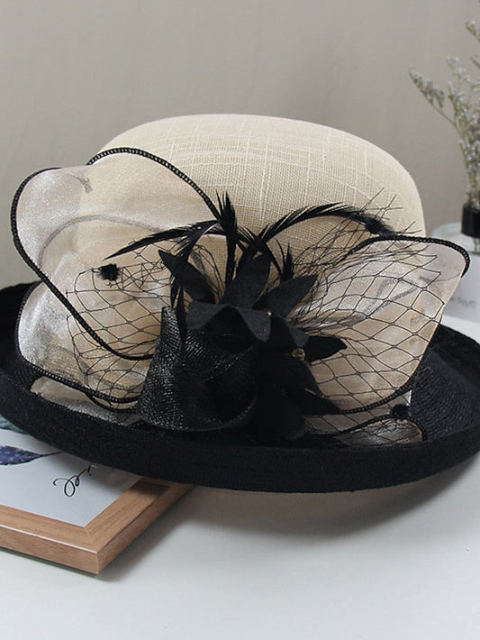 Party Hat Party Wedding Daily Flower Color Block Beige White Hat Yellow Gray Spring Summer for Women