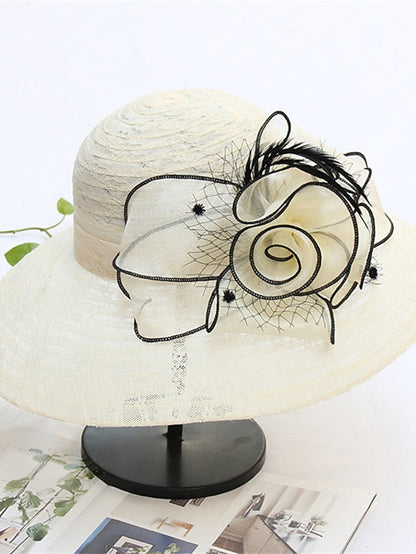 Hat Bucket Hat Sun Hat Black And White Black Pink Party Outdoor Dailywear Floral Floral Portable Windproof Comfort for Women
