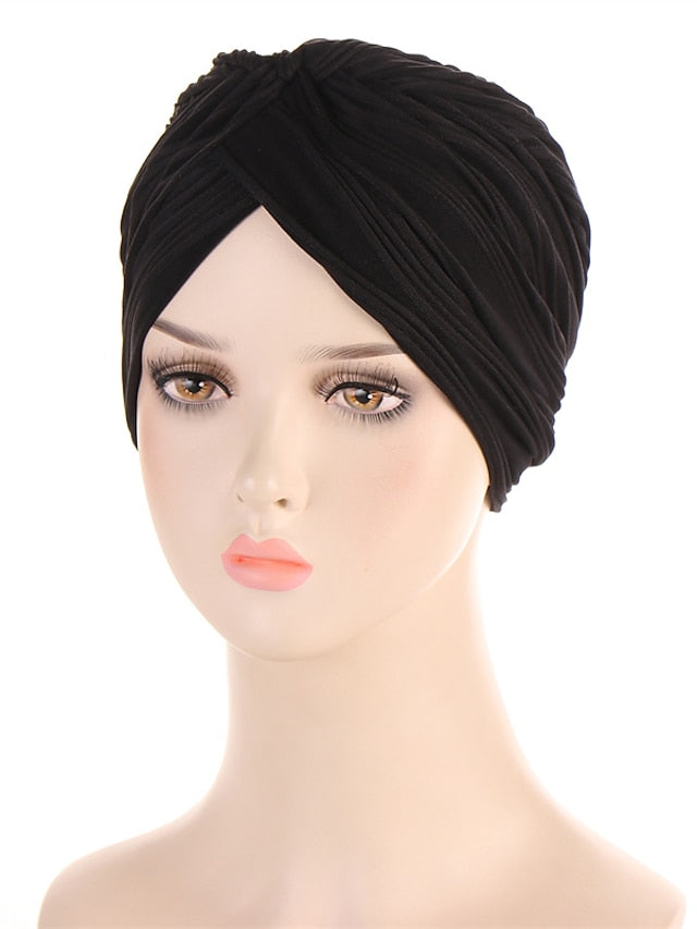 Indian Twist Knot Women Muslim Fold Hijab Turban Inner Caps Hair Care Hat Bonnet Headwear Wrap Head Scarf Femme Cover Beanies for Women