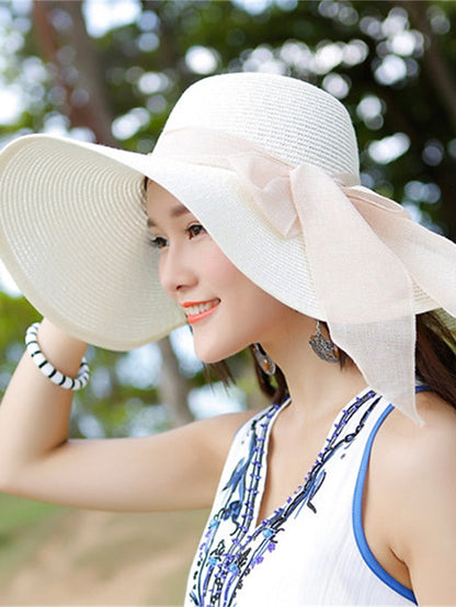 Women's Party Hat Party Street Holiday Bow Solid Colored Light Blue Beige Hat White Pink Fall Winter Spring