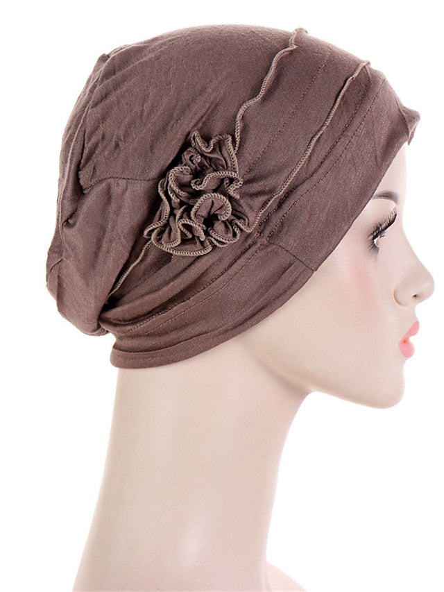 Women Turban Hat African Turban Covers Vintage Plain Head Wraps Soft Beanie Hat Headwear for Female for Women