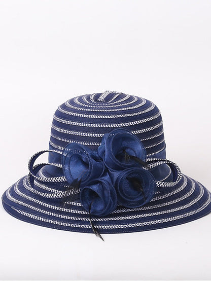 Hat Bucket Hat Straw Hat Blue Pink Beige Party Outdoor Dailywear Floral Floral Windproof Comfort Breathable for Women