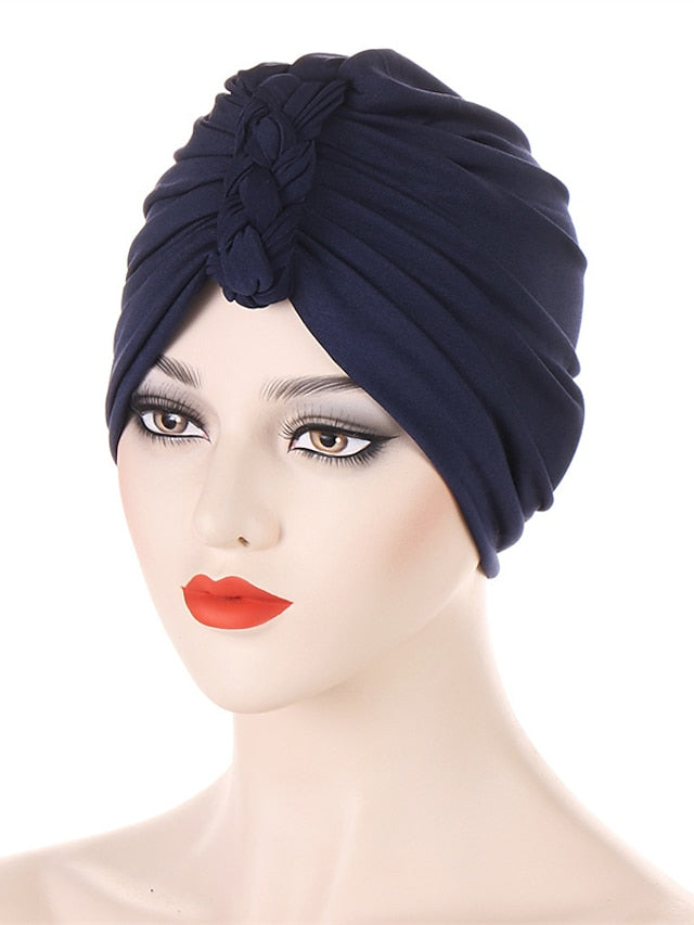 Vintage Inner Turban Hat Fashion Female Bandana Headband Hair Cover Cap Ladies Head Wraps for Women