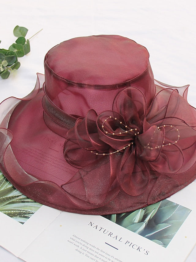 Party Hat Party Wedding Special Occasion Flower Solid Color Wine Black Hat / White / Fall / Winter / Spring / Summer for Women