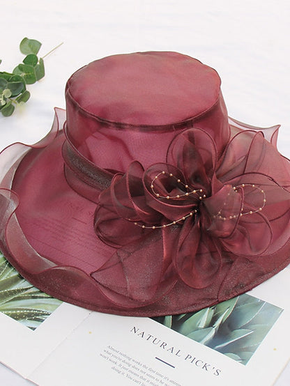Party Hat Party Wedding Special Occasion Flower Solid Color Wine Black Hat / White / Fall / Winter / Spring / Summer for Women