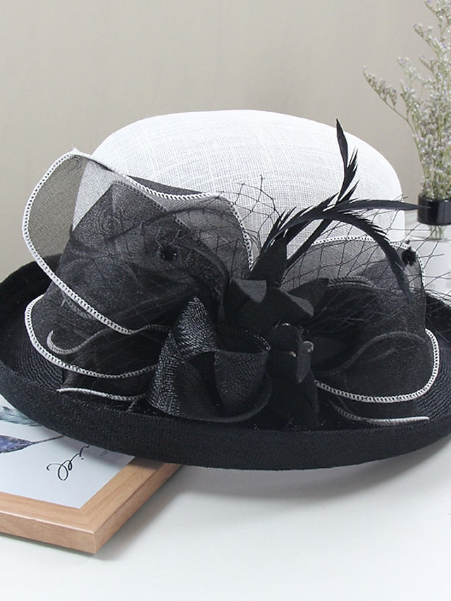 Party Hat Party Wedding Daily Flower Color Block Beige White Hat Yellow Gray Spring Summer for Women