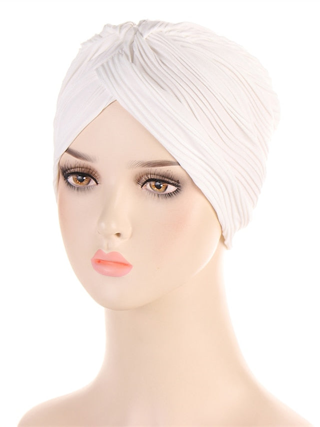 Indian Twist Knot Women Muslim Fold Hijab Turban Inner Caps Hair Care Hat Bonnet Headwear Wrap Head Scarf Femme Cover Beanies for Women