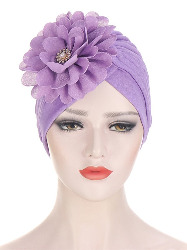 Multi Colors Bandanas Women Stretchy Turban Flower Muslim Hat Headband Wrap Female Hijab Indian Cap Head Wrap for Women for Women