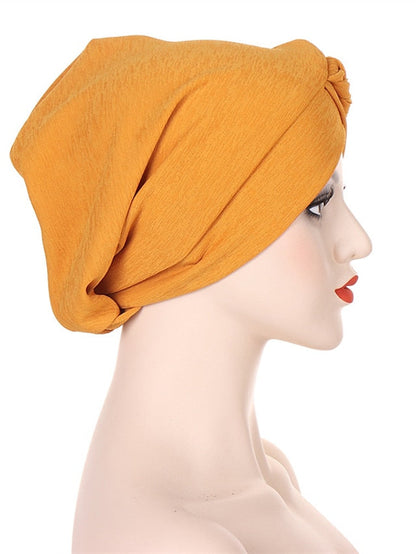 Bonnets Muslim Turban Hijabs Female Hat New Fashion Solid Color Simple Style Cap Hot Two Kinds of Wear Headgear for Women