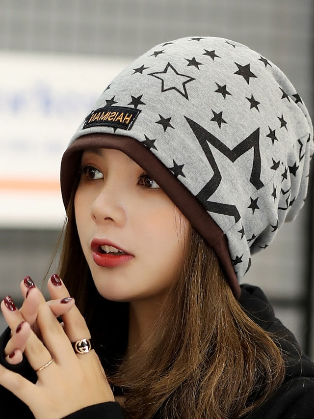 Men's Slouchy Beanie Hat Outdoor Home Daily Stars Spandex Cotton Cute Casual Warm Elastic Casual / Daily 1 pcs for Women