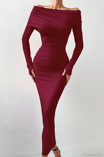 Sheath Off Shoulder Sleek Maxi Dress