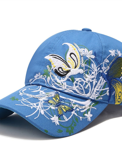 Hat Baseball Cap Black Blue Pink Outdoor Street Dailywear Embroidery Animal Embroidered Flower Windproof Comfort Breathable for Women
