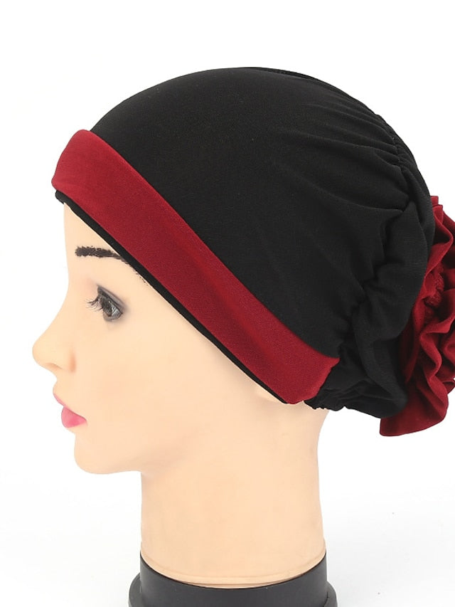 Stretch Inner Hijab Caps Muslim Hat Turban Femme Musulman Turbante Ready To Wear Hijab Bonnet Flower Indian Headwrap Loss Hair Cover for Women