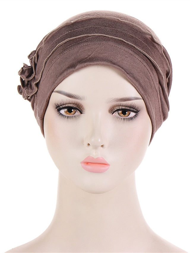 Women Turban Hat African Turban Covers Vintage Plain Head Wraps Soft Beanie Hat Headwear for Female for Women