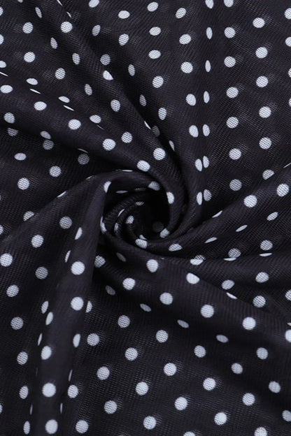 Square Neck Polka Dot Spliced A Line Maxi Dress
