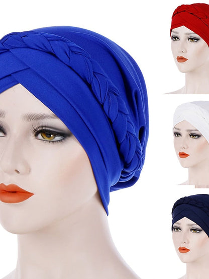 Muslim Women Inner Caps Braid Hijab Cap Comfort Fashion Turban Hat Colorful Cross Shape Chemo Hats Head Wearing Turbante for Women