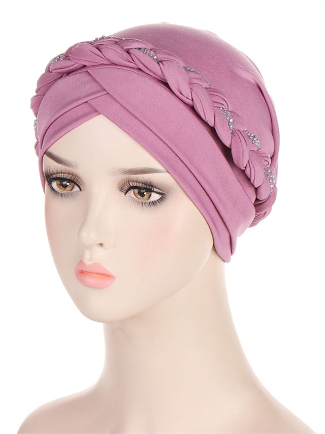 Comfortable Turban Cap for Women Soft Stretch Braid Muslim Hats Female Inner Hijab Caps Indian Bonnet Wrap Head Scarf for Women