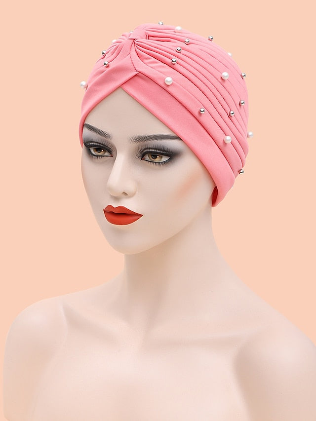 Beanie / Slouchy Party Dailywear Sports Outdoor Beaded Pure Color Red Blue Hat Basic Brown Pink Fall Winter for Women