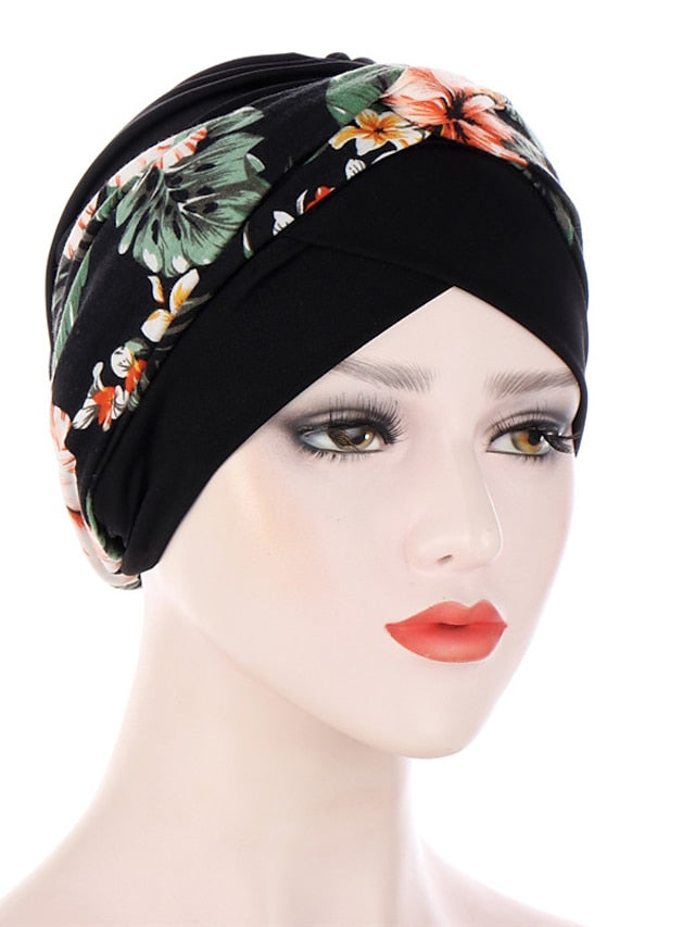 Soft Stretch African Headwear Leopard Print Women Head Scarf Hat Turban Caps Hijab Bonnet Inner Hijabs For Cap Muslim Headdress for Women