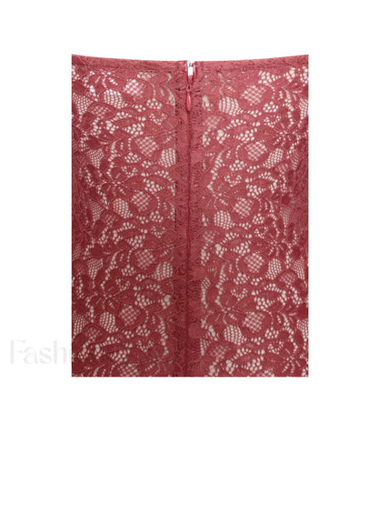 Udaya Burgundy Lace Charming Long Sleeve Maxi Dress