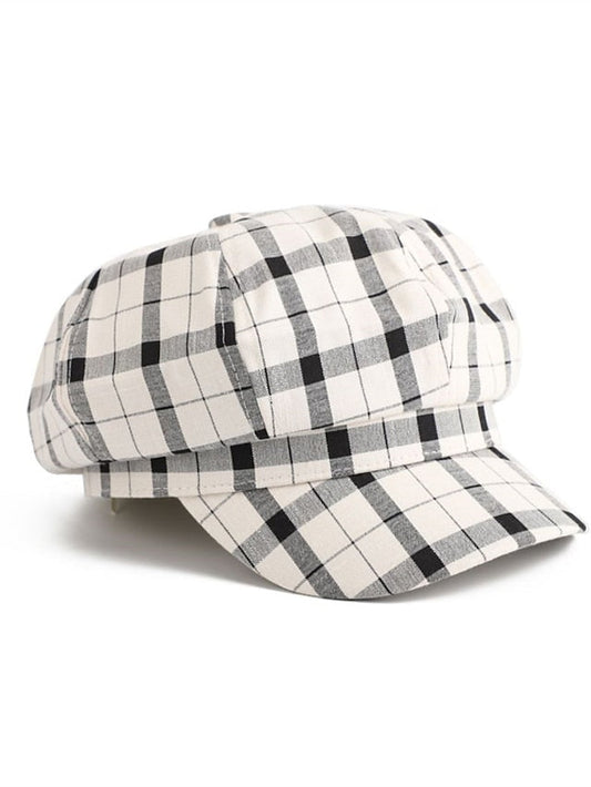 New Vintage White Cap Casual Women Cotton Beret Flat Hats for Women