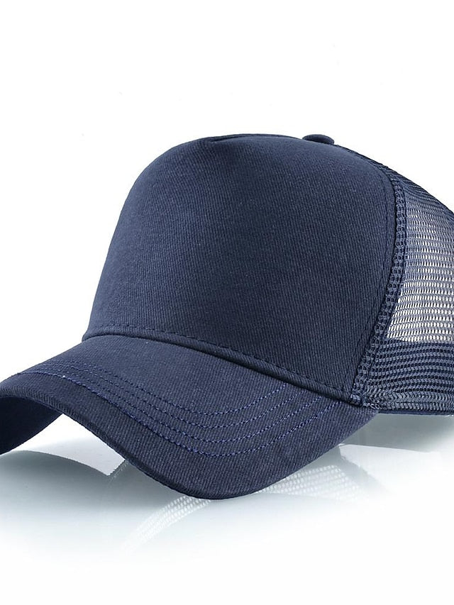 solid color cotton baseball cap european and american retro mesh cap peaked cap trucker hat men's spring and autumn simple tennis cap for Women