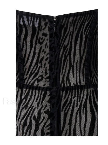 Ulani Black Burnout Velvet Graceful Detail Mesh Maxi Dress