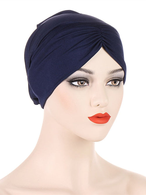 Bohemian Hijab Caps Women Stretchy Hijab Scarf Solid Colors Muslim Hijab Headscarf Turban Hat Muslim Scarf Crinkle Hijab New for Women