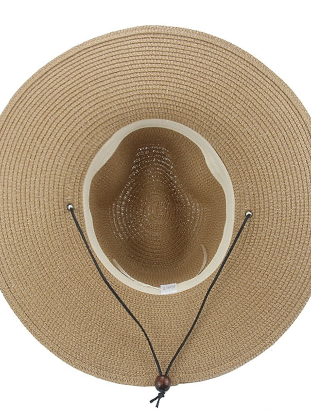 Hat Straw Hat Black Khaki Beige Outdoor Daily Holiday Braided Pure Color Portable Sun Protection Breathable for Women