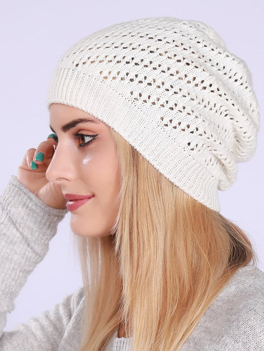 Fashion New Women Beanies Hat Cap Lady Spring Autumn Winter Solid Knitted Hollow Out Casual Bone Soft Cap Hat For Women for Women