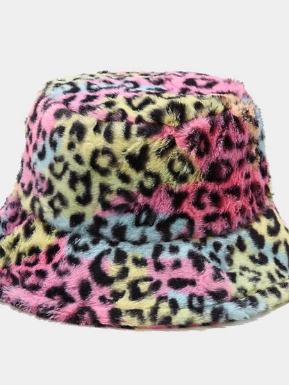 New Winter Bucket Hats Fluffy Fur Men Women Panama Hat Fashion Warm Fisherman Cap Multi Color Leopard Printed Hat for Women
