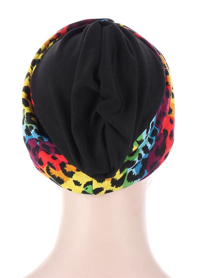 Soft Stretch African Headwear Leopard Print Women Head Scarf Hat Turban Caps Hijab Bonnet Inner Hijabs For Cap Muslim Headdress for Women