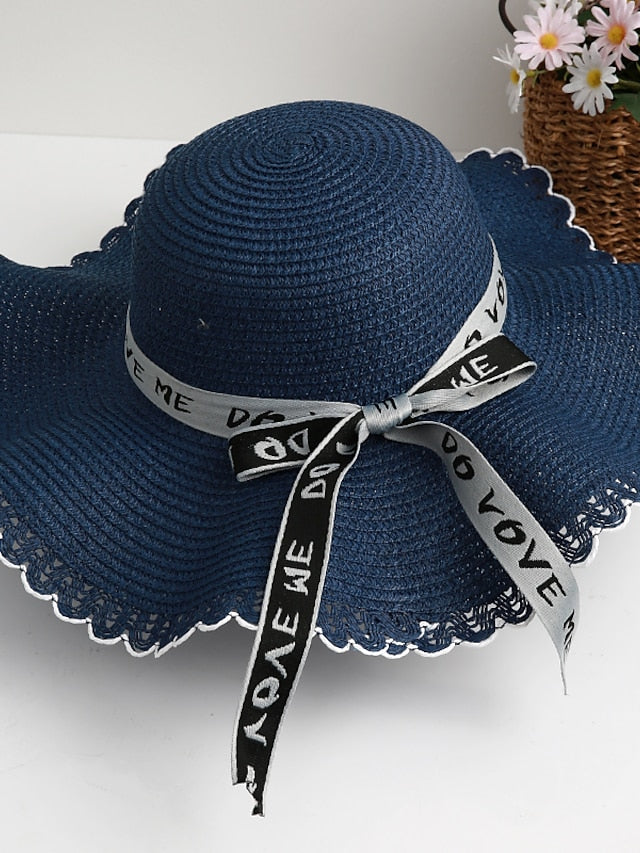 Sun Hat Straw Hat Holiday Straw Vacation Beach Sunscreen Breathability Casual / Daily 1 pcs for Women