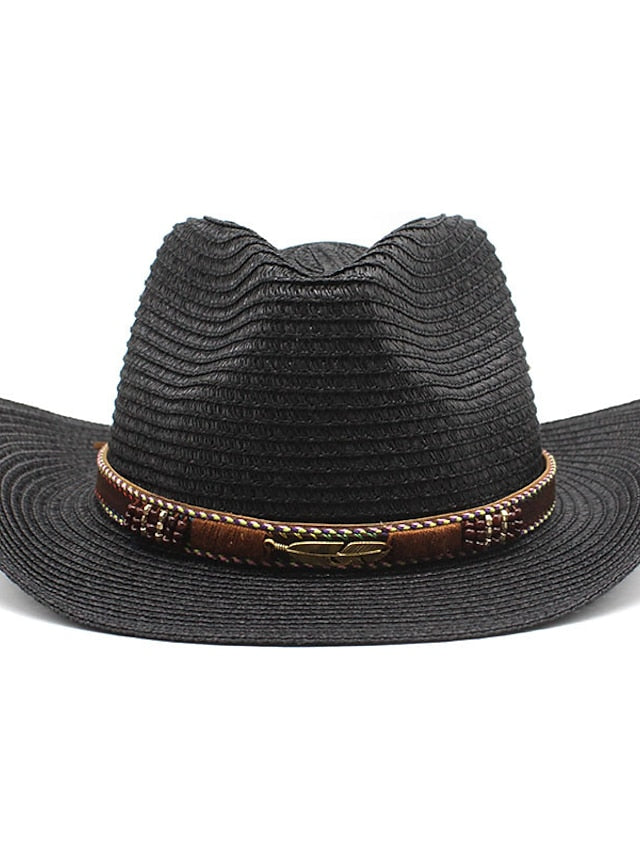 Men's Sun Hat Straw Hat Sports & Outdoor Daily Holiday Solid / Plain Color Straw Retro Simple Style Sunscreen 1 pcs for Women