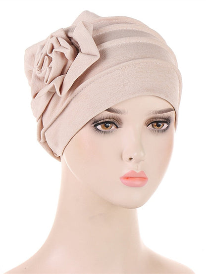 Hats Spring Summer Flower Beanie Hat Muslim Stretch Turban Hat Hair Care Headwear Hijib Cap for Women
