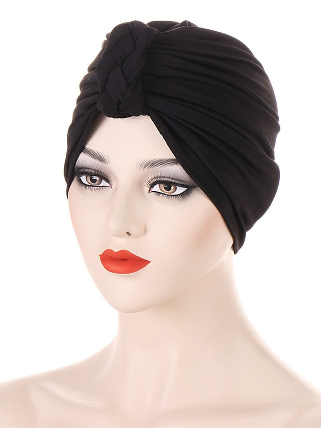 Vintage Inner Turban Hat Fashion Female Bandana Headband Hair Cover Cap Ladies Head Wraps for Women