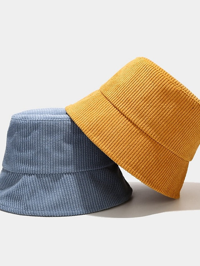 Fall Winter Classic Corduroy Bucket Hat Outdoor Panama Harajuku Style Fishing Bucket Hats For Female Male Unisex  Casual Solid Cap for Women