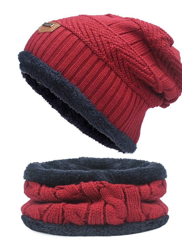 Men's Slouchy Beanie Hat Winter Warm Set Outdoor Home Daily Solid / Plain Color Knitting Casual Casual / Daily 1 Pack for Women
