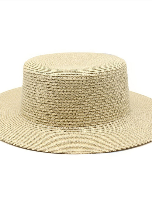 Sun Hats Women Caps Flat Top Wide Brim Straw Hat Summer Beach Casual White Black Hats for Women