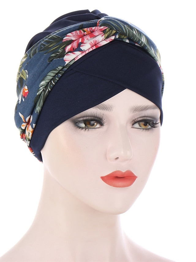 Soft Stretch African Headwear Leopard Print Women Head Scarf Hat Turban Caps Hijab Bonnet Inner Hijabs For Cap Muslim Headdress for Women