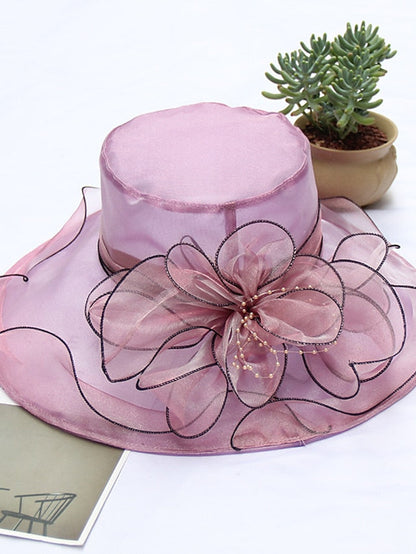 Party Hat Party Wedding Special Occasion Flower Solid Color Wine Black Hat / White / Fall / Winter / Spring / Summer for Women