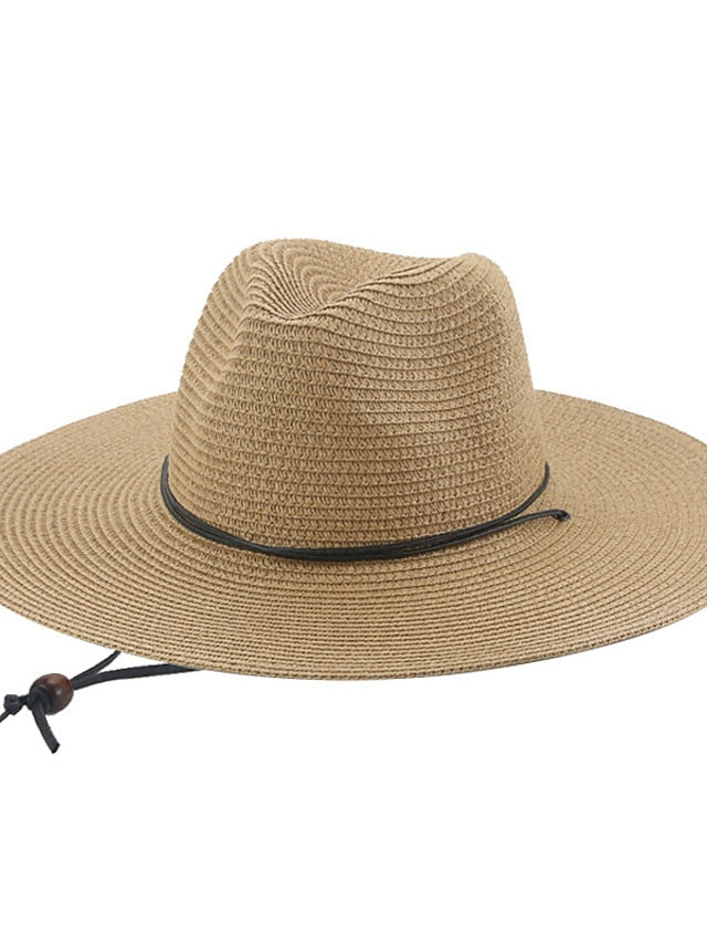 Hat Straw Hat Black Khaki Beige Outdoor Daily Holiday Braided Pure Color Portable Sun Protection Breathable for Women